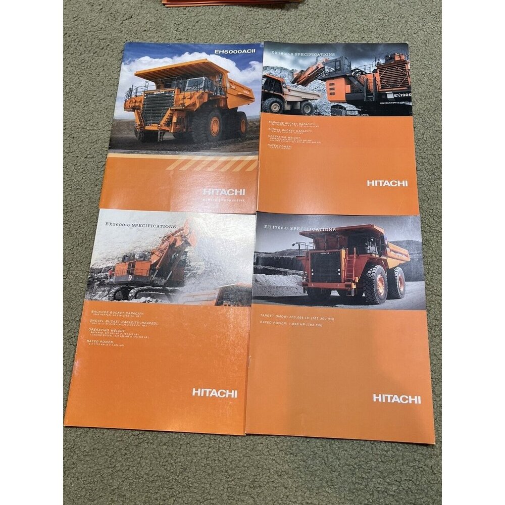 4 Hitachi EH5000ACII, EH1700-3, EX5600-6, EX1900-6 Sales Brochure Lot Trucks +++